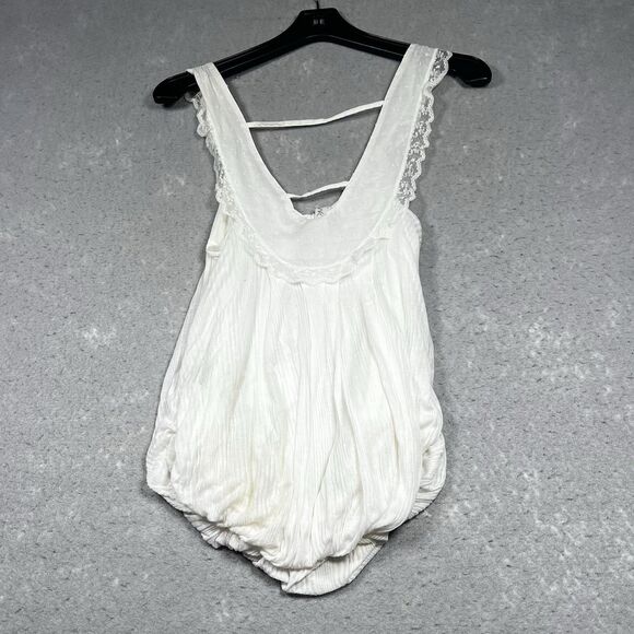 Free People Top Womens Size XS Eggshell Lace Tank Top New Romantics Sleeveless - Picture 7 of 11